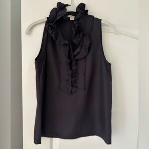 J. Crew Black Ruffle Sleeveless Blouse
